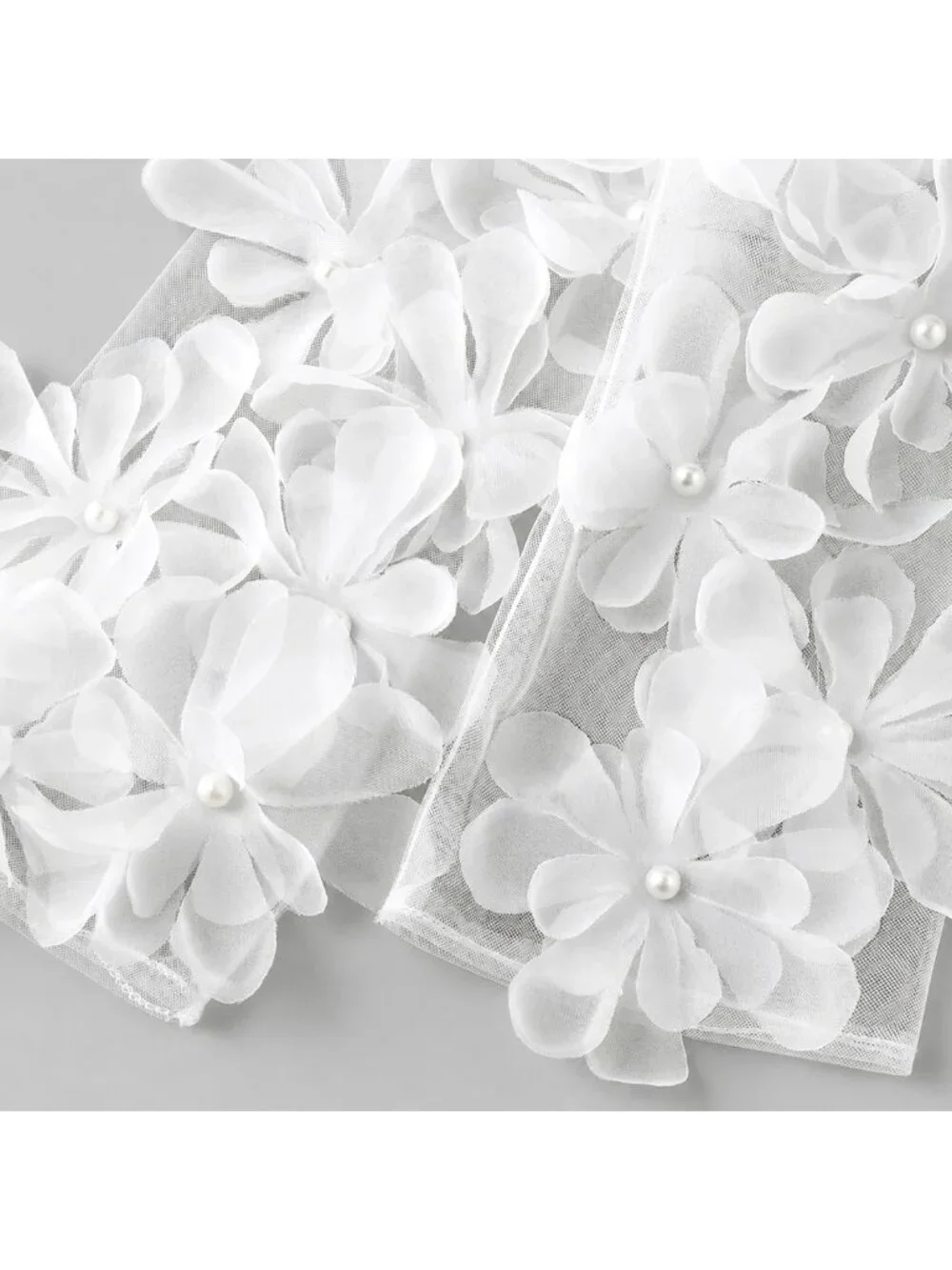 Elegant Long Tulle Mesh Gloves for Women | 3D Floral Tea Party Accessories